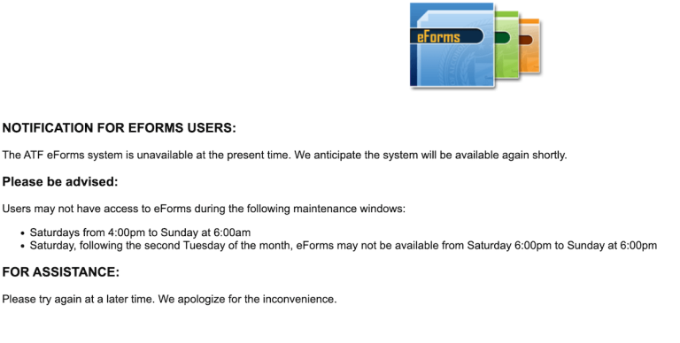 ATF eForms Shutdown, Stirs Up 2A Community