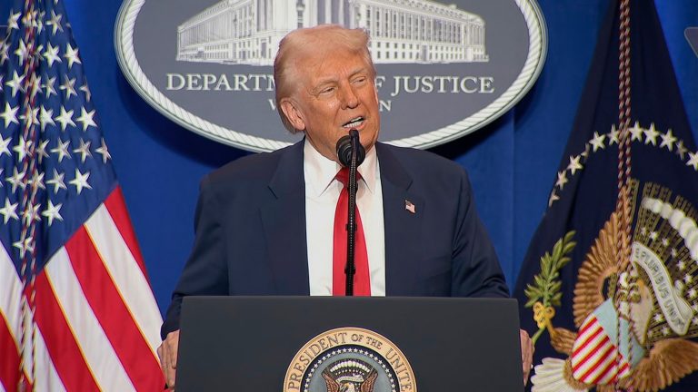 Trump rails against prosecutions, touts Jan. 6 hostages in visit to Justice Department