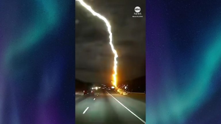WATCH:  Dashcam captures lightning strike close to traffic on Atlanta highway