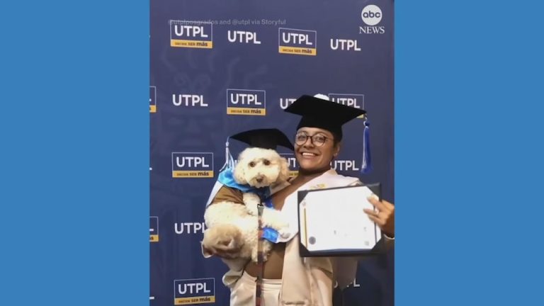 Video Student and emotional support dog attend graduation ceremony together
