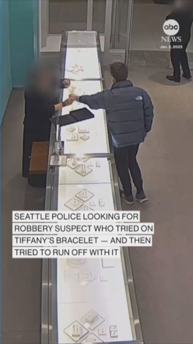 Video Robbery suspect tried on Tiffany’s bracelet, then tried to run off with it
