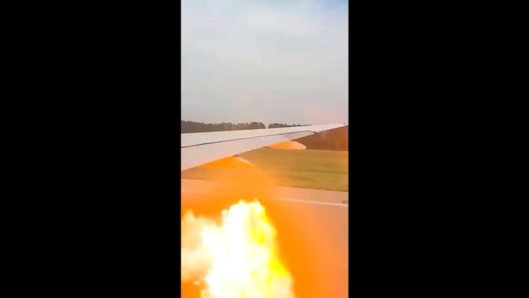 Video United Airlines flight aborts takeoff after flames shoot from wing of plane